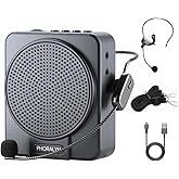 Voice Amplifier for Teachers with 2 Microphones, Portable Voice Amplifier with Headset Microphone, Personal Mini Voice Amplifier for Tour Guides Classroom Speaking Meetings Yoga (Black)