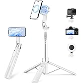 70" Magnetic Tripod for iPhone Magsafe, Extendable Selfie Stick Tripod with Rechargeable Remote & Magnetic Holder, 360° Rotatable Cell Phone Tripods Stand for Video Recording & Content Creation