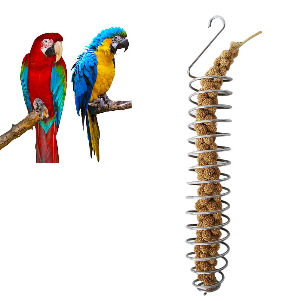 Parrot Food Fruits Basket, Stainless Steel Feeding Bird Cage Device Parrot Feeder Food Basket, Millet Sprays for Birds, Vegetable Holder Bird Foraging Toy For Parakeet Cockatiel Conure