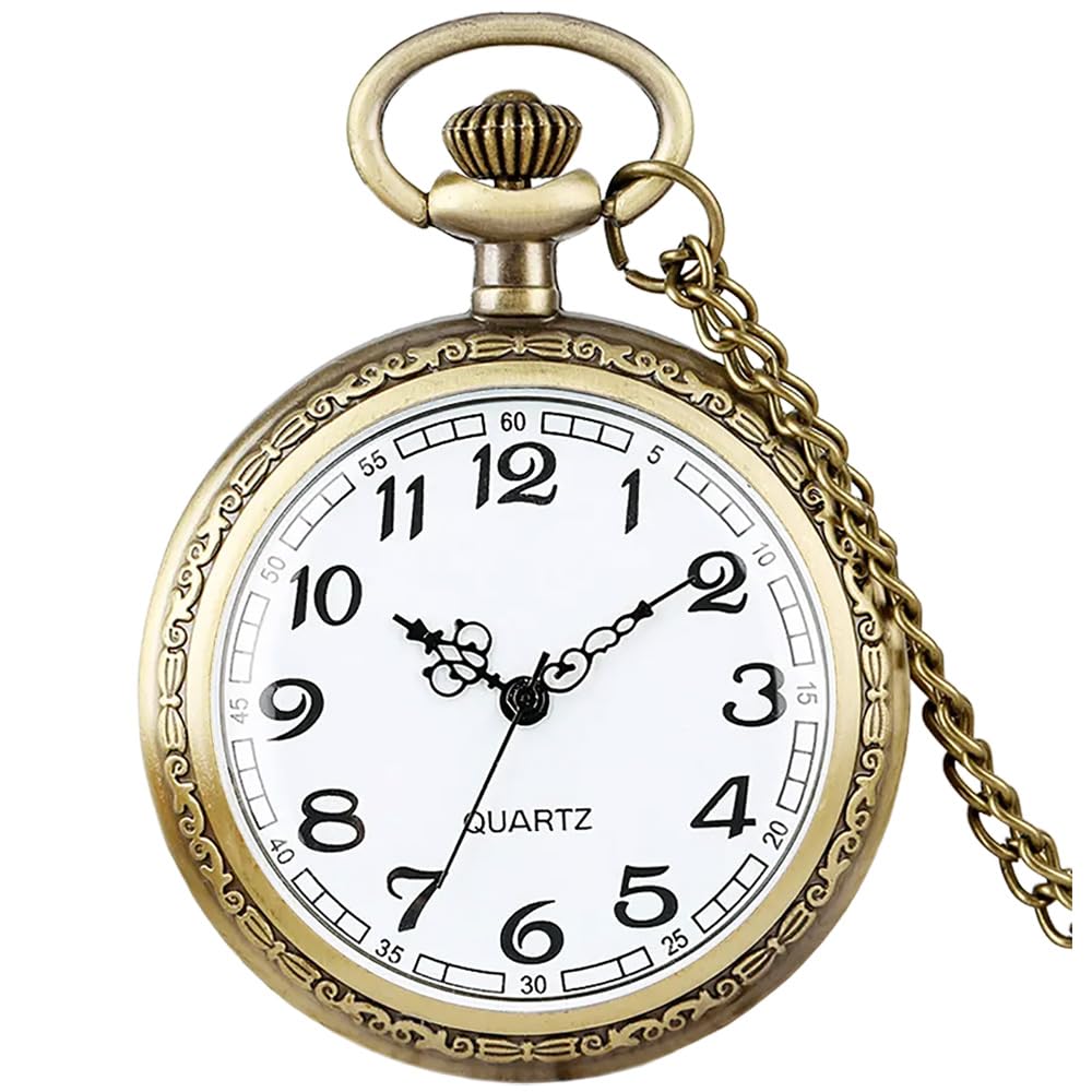 Fogitbok Vintage Quartz Pocket Watches for Men with Chains, Analog Pocket Watch for Women, Gifts for Dad/Grandpa Gifts for Him for Birthday