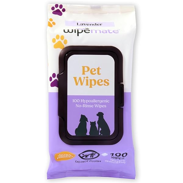LAVENDER SCENT PREMIUM DOG & CAT PET WIPES CLEANS PET PAWS, EARS, FUR, BUTT, & ANAL GLAND WIPE NO-RINSE SOLUTION GENTLE DEODORIZING & HYPOALLERGENIC FOR SMALL/MEDIUM PETS – 100 COUNT