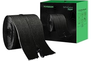 VIVOSUN 1-Pack Self-Adhesive Zipper for Debris Barriers Zipper Door, 3In. x 7Ft. Peel & Stick Zipper for Tarp, Heavy-Duty Double-Sided Greenhouse Zipper Indoor Outdoor Tent Zipper, Black