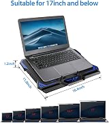 LIANGSTAR Laptop Cooling Pad 6 Fan Blue LED 15.6-17 Inch Cooler view 5