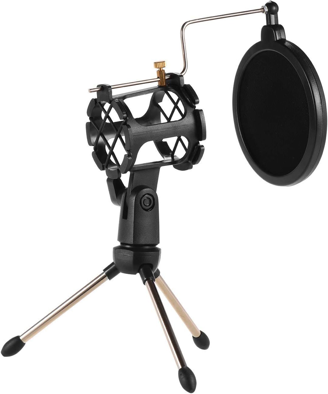 Taidallo Mini Desktop Microphone Stand + Shock Mount Mic Holder + Pop Filter Kit for Studio Recording Online Broadcasting Chatting Telling Encounter Musical Instruments & DJ
