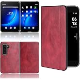 Kukoufey Phone Cases Compatible with Microsoft Surface Duo2,Retro PU Leather Ultra Slim Shockproof Compatible with Microsoft Surface Duo 2 Case Cover Red