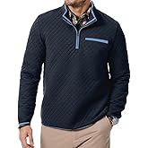 Dokotoo Men Men's Quarter Zip Up Casual Long Sleeve Quilted Sweatshirts Mock Neck Outdoor Pullover Sweaters