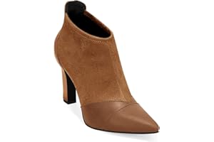 Coutgo Womens Ankle Booties Dress Boots Pointed Toe Stiletto High Heel Splicing Booties Shoes with Back Zipper