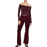 Forever 21 Womens Sweater-Knit Mid-Rise Flare Pants