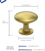 LONTAN 20 Pack Gold Drawer Knobs Brass Cupboard Knobs Zinc Alloy view 2