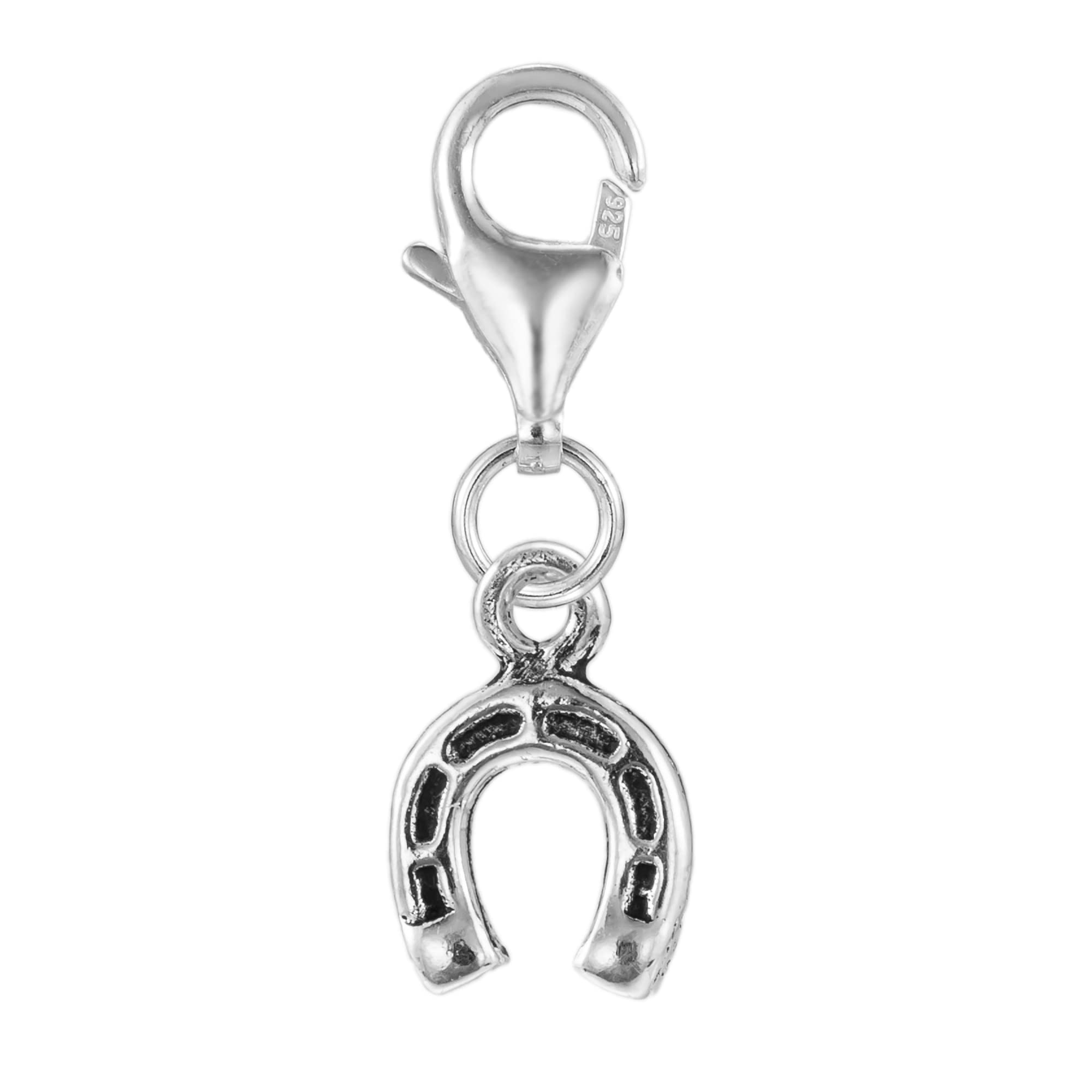 925 Sterling Silver Small Horseshoe Clip On Charm Horse Shoe Lobster Clasp for Bracelet Necklace