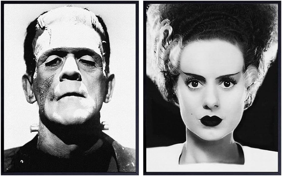 Wall Décor - Frankenstein Wall Art & Decor Set - LARGE 11x14 - Vintage Hollywood Scary Horror Monster Movie Posters Photos Pictures - Goth, Gothic Gifts - Home Theater Room Decor for Men, Teens, Kids Bedroom
