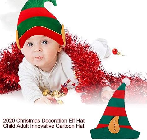 MRlegendary Elf Hats for Adults, 2 Pieces Elf Christmas Santa Hat with