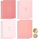 Gold Foil Thank You Cards - Bulk Pack of 40, 5x3.5 Inch with Matching Stickers & Envelopes (Pink) Textured Surface for a Unique Feel - Suitable for Baby Shower, Wedding, Small Business, Graduation