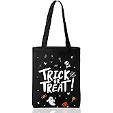 ATFUNSHOP Trick or Treat Bag - Reusable 15.7'' Large Canvas Tote & Grocery Bag for Kids