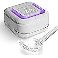 Ultrasonic Retainer Cleaner Machine with 2 Digital Timer, U-V Dental Cleaning Pod with Viewing Port,180ml Portable Denture Cleaner for Mouth Guards, Night Guards, Aligners, Brace, Jewelry, 42kHz White