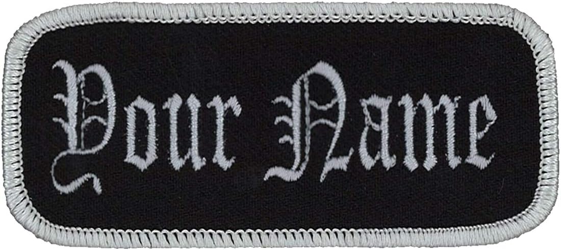 Northern SafariName Patch Uniform Work Shirt Personalized Embroidered Silver Border with Black. Sew on.