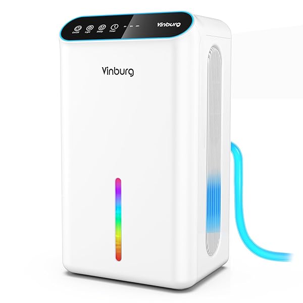 DEHUMIDIFIER FOR HOME 1000 SQ.FT – SMALL QUIET DEHUMIDIFIER WITH AUTO SHUT OFF, AROMATHERAPY, 3 GEAR TIMER, SLEEP MODE, 7-COLOR LED LIGHT, DRAIN HOSE FOR BEDROOM, BATHROOM, BASEMENT, RV(MILKY WHITE)