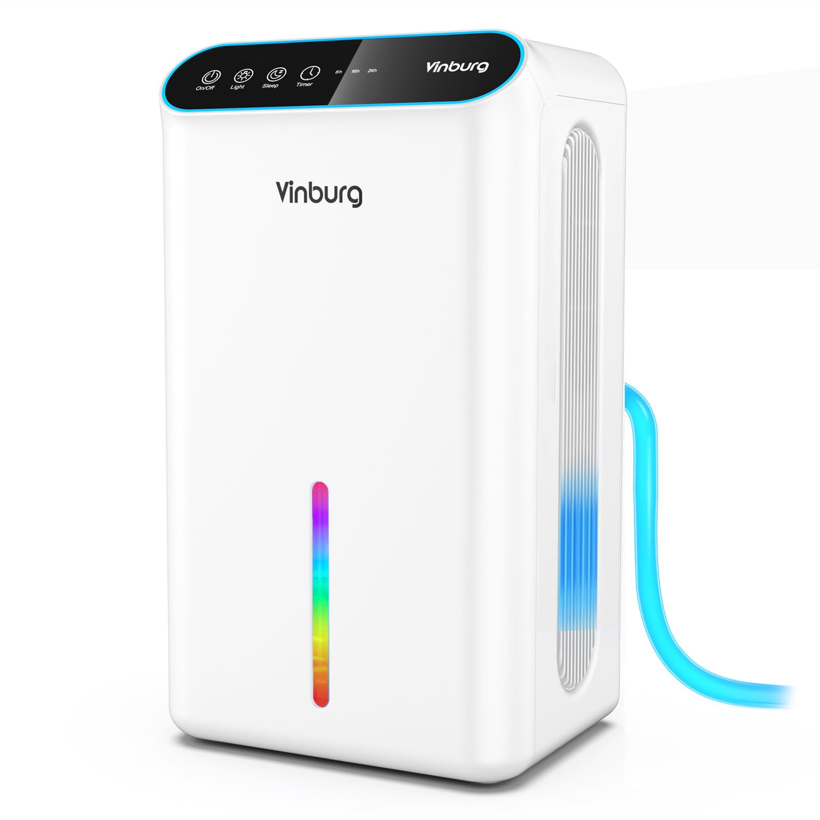 Photo 1 of Dehumidifier for Home 1000 sq.ft - Small Quiet Dehumidifier with Auto Shut Off, Aromatherapy, 3 Gear Timer, Sleep Mode, 7-Color LED Light, Drain Hose for Bedroom, Bathroom, Basement, RV(Milky White)