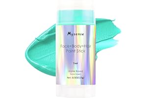 Mysense Teal Face Body Hair Paint Stick,Water Based Washable Temporary Hair Color,Non-toxic Cream Body Paint for Adults and Children Halloween Costume Special Effects Cosplay Makeup,0.5oz