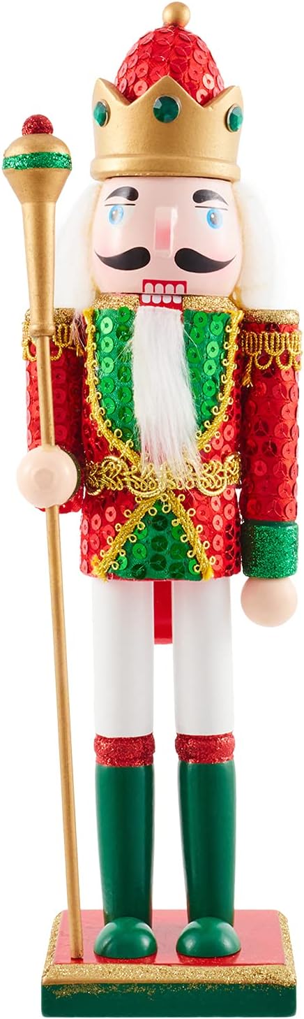 Nutcrackers - Globalstore Ulbricht Nutcracker Christmas Dcorations 12 In Painted Nutcracker Figures Wooden Large Outdoor Nutcracker Soldier Statue with Gold Crown, Nutcracker Ornaments for Home Office Holiday Decor