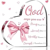 Funnymoom Christian Religious Heart Shaped Gifts for Women Pink Inspiration Religious Gift Bible Verse Faith Keepsakes Spiritual Gifts for Friend Mom Sister Valentine's Day Mother's Day Gift