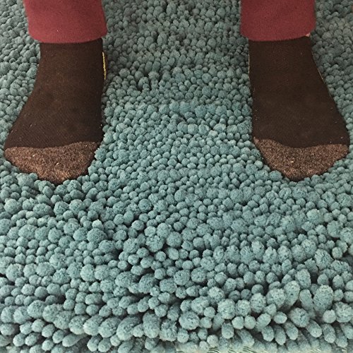 Raphael Rozen Elegant Bath Set of 2 Microfiber Shag Bath Mat, Non Slip Backing, Ultra Soft, Extremely Absorbent and Fast Drying. Durable, Easy Cleaning, Machine Washable. 5 Light Green 17"x24"