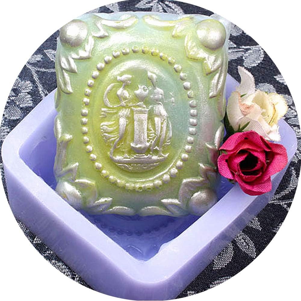 CHAWOORIM Silicone Soap Making Tray Molds - 3D Homemade Craft Soap Making Tray Rectangular Shape Handmade Silicone Soap Making Antique Style Molds