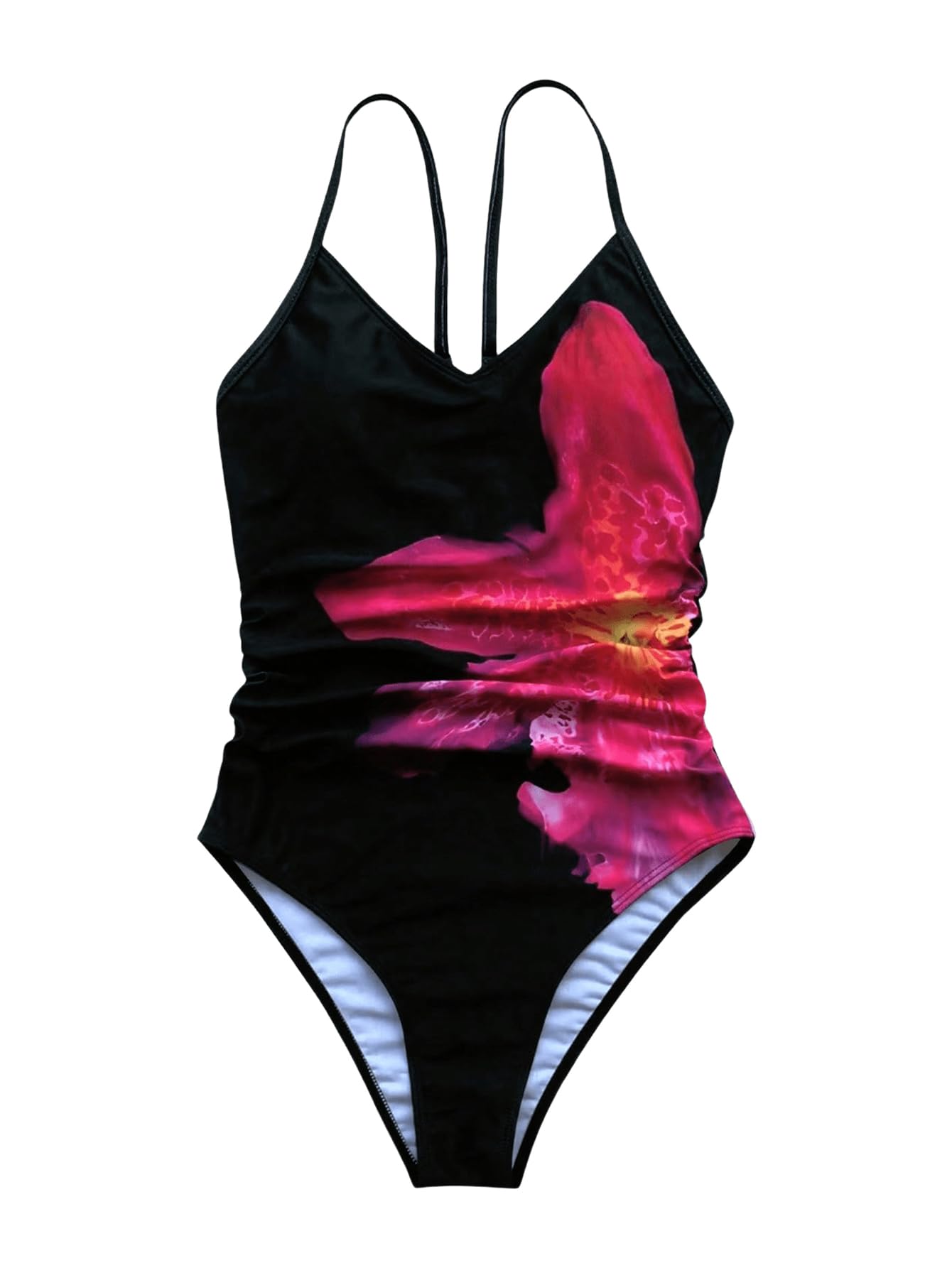 Photo 1 of Milumia Women's Boho All Over Print One Piece Swimsuit Cutout Back Swimwear Black and Pink X-Large