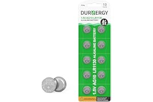 DURNERGY LR1130 Battery 10 Pack, AG10 Button Cell Batteries, 389 Watch Battery, LR1130 Button Cell Batteries LR54 1.5V Batter