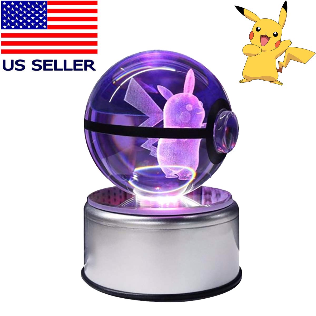 TV & Movie Character Toys 3D Pokemon Crystal Ball Greninja LED Night