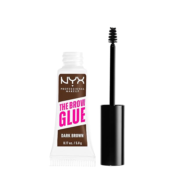 NYX PROFESSIONAL MAKEUP THE BROW GLUE, EXTREME HOLD TINTED EYEBROW GEL – DARK BROWN