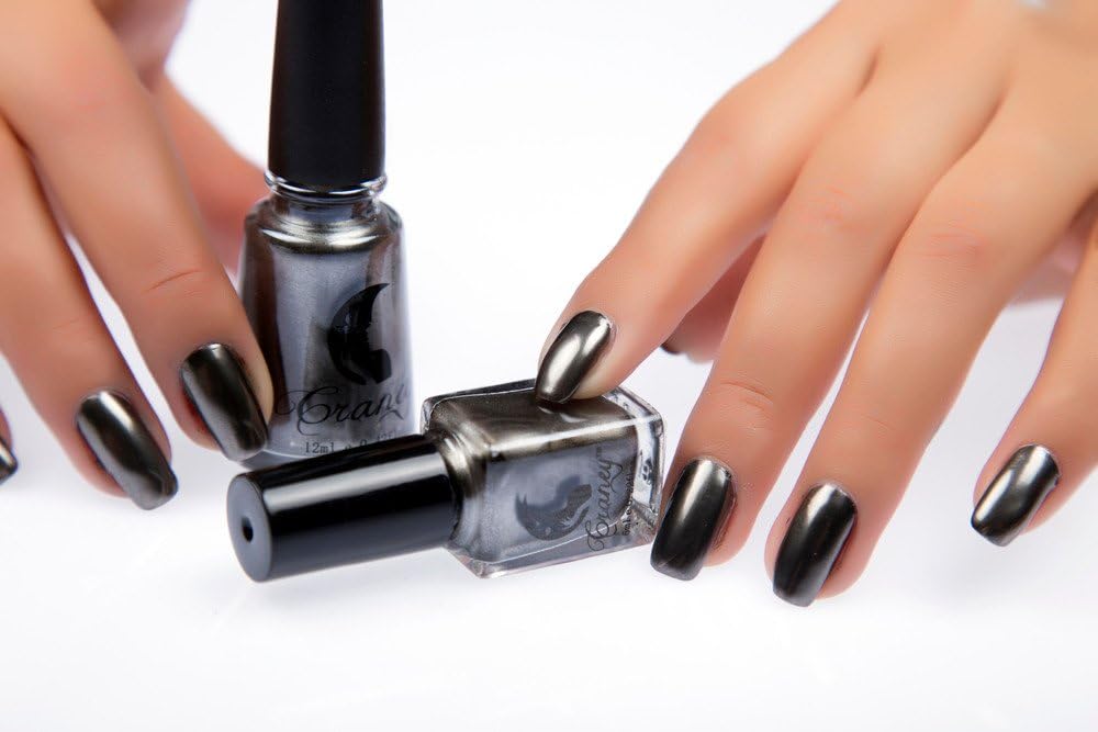 Mirror Nail Polish Plating Silver Paste Metal Color Stainless Steel Mirror Silver Nail Polish for Nail Art by DMZing (Black)