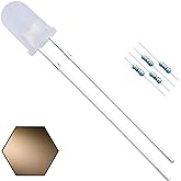 EDGELEC 100pcs 5mm Warm White Lights LED Diodes (White Lens) Diffused Round Lens 29mm Long Lead (DC 3V) +100pcs Resistors (for DC 6-12V) Included,Bulb Lamps Light Emitting Diode