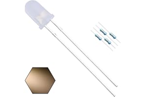 EDGELEC 100pcs 5mm Warm White Lights LED Diodes (White Lens) Diffused Round Lens 29mm Long Lead (DC 3V) +100pcs Resistors (for DC 6-12V) Included,Bulb Lamps Light Emitting Diode