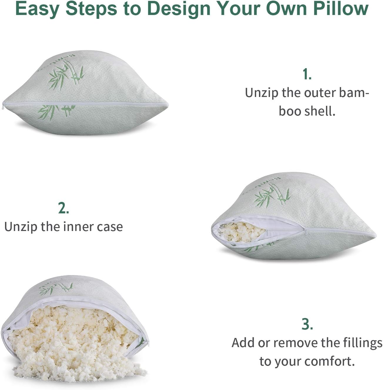 Cosybay Shredded Memory Foam Body Pillow for Adults and Pregnancy, Luxury Adjustable Hypoallergenic Sleeping Body Pillow with Bamboo Cover, Extra Filling Bag, 20x54 inch: Home & Kitchen