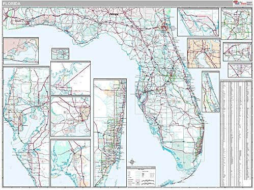 Florida State Wall Map (Premium Style, Mounted, 48x64 inches)