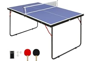 HooKung Table Tennis Table Ping-Pong Tables Set - 100 Preassembled Foldable & Portable Ping Pong Family Game Tables for Outdoor Indoor