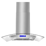 COSMO COS-668ICS900 36 in. Lumin Collection 380 CFM Ducted Island Range Hood, Soft Touch Controls, LED Lights, Stainless Steel