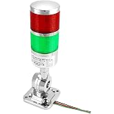 QWORK Industrial Warning Lights, 12-24V LED Stack Tower Lights with Buzzer, Lights, Column Signal Tower Indicator Lamp Beacon, Continuous/Flashing Light Switchable, 2 Layer