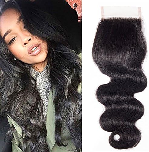 4x4 Lace Frontal Closure Brazilian Wig Extentions Loose Body Wave Natural Color 100% Human Virgin Hair 8"