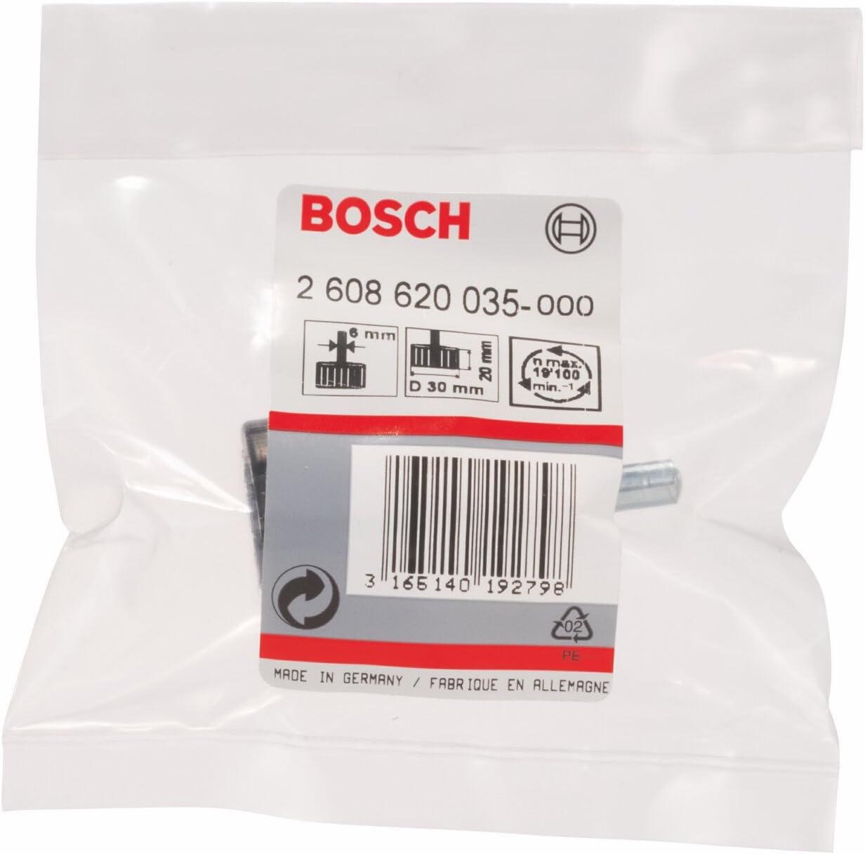 Bosch 2608620035 Mounting Shank for Sanding Belts 19,100 max/min, 6 mm, 20 mm, Black - Image 3