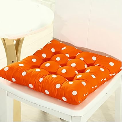 Hinmay Prime Squar Chair Cushions Polka Dot Sanding Seat Cushion,Square Cotton Buttocks Chair Pads,Flexible Nine-Pin Soft Seat Cushion Indoor Home Garden Patio Home Cushion Kitchen(41cm X 41cm,Orange)