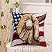 oFloral American Flag Throw Pillow Covers with Baseball Glove Retro Home Decorative Pillow Case Square Cushion Cover for Sofa Bed Chair Couch Decoration 18 x 18 Inch Brown Blue White Red