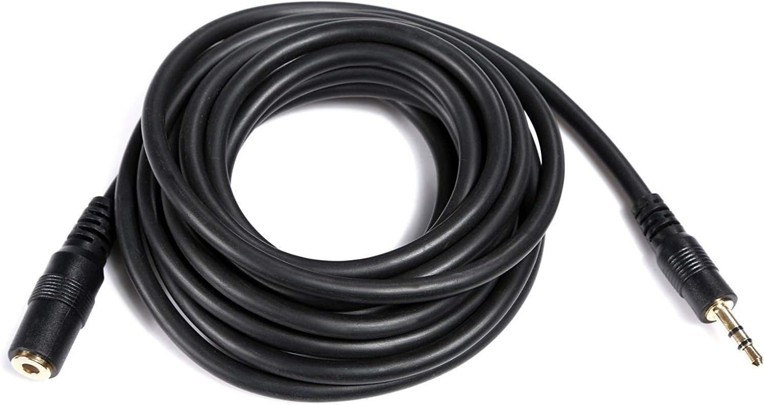 Movo MC10 3.5mm Audio Cable - 3.5mm TRS Female to Male 10ft Extension Cord for Microphones, Headphones, and More