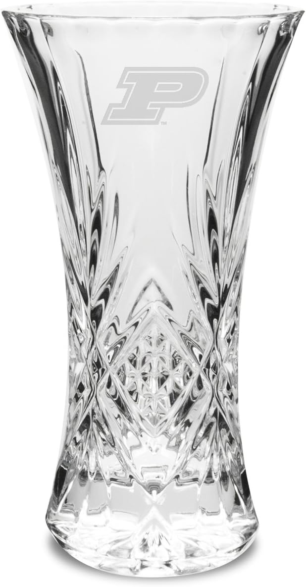 CC Glass Purdue Boilermakers 11.75 inch Deep Etched Cristal D'Arques Vase