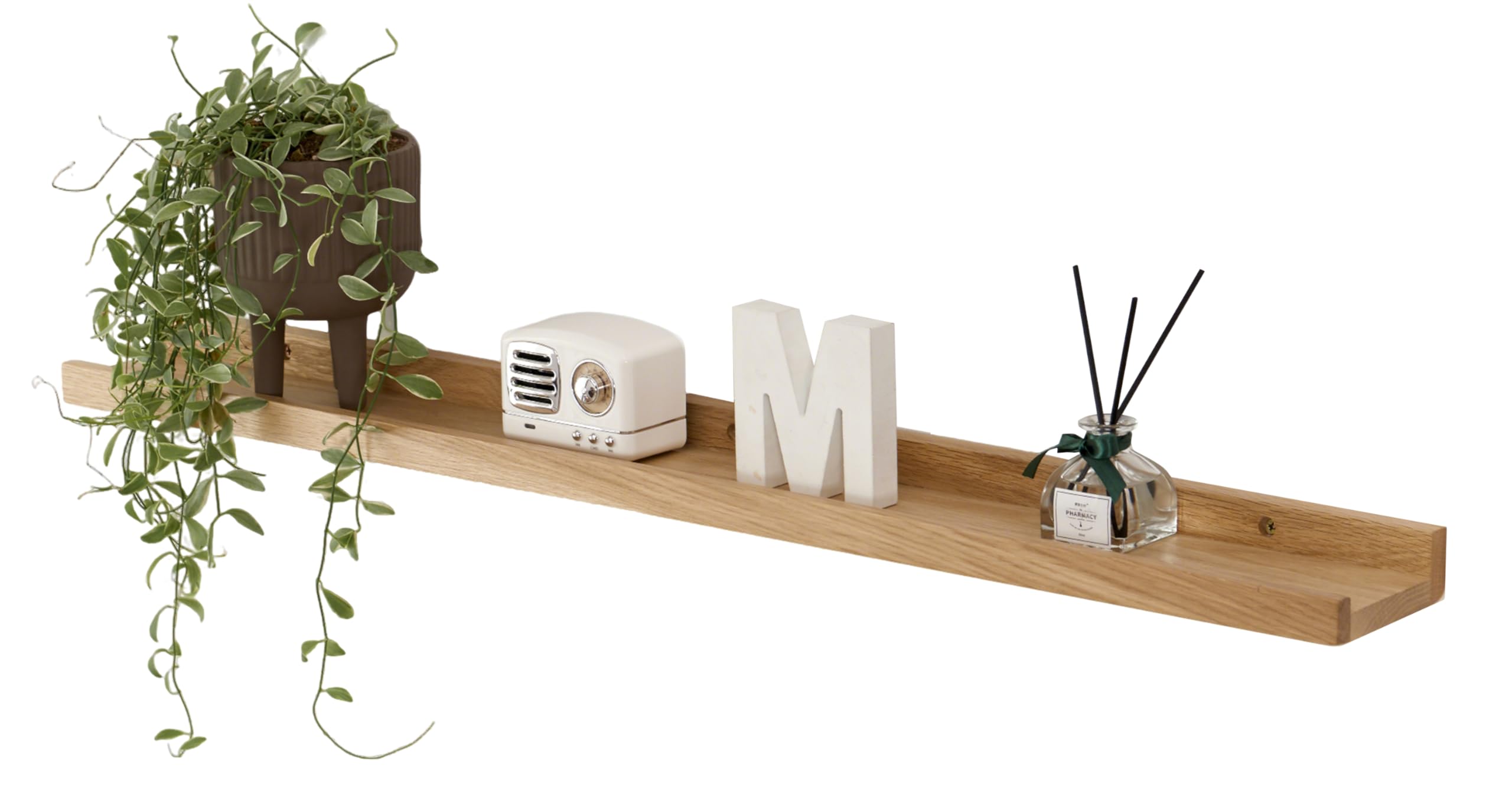 Gieanoo Floating Shelf, 70cm Solid Oak Wood Rustic Shelf Wall mounted Picture Ledge Shelf with lip radiator shelf Display Shelves For Living Room, Kitchen, Bedroom — image 1