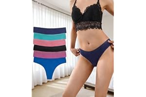 6 Pack Women Cotton Thongs Underwear,Breathable Panties, Ladies Soft Briefs