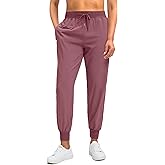 Soothfeel Women's Joggers with Zipper Pockets Lightweight Running Gym Travel Casual Workout Athletic Joggers Pants for Women Dark Pink