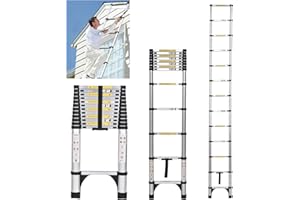 JADDUO Aluminum Telescoping Ladder - 16.5 FT Extension Ladder with 2 Triangle Stabilizers for Attic, RV, Home & Travel