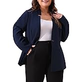 Agnes Orinda Plus Size Business Suit Blazer for Women Office Work Button Long Sleeve Black Blazers Jackets